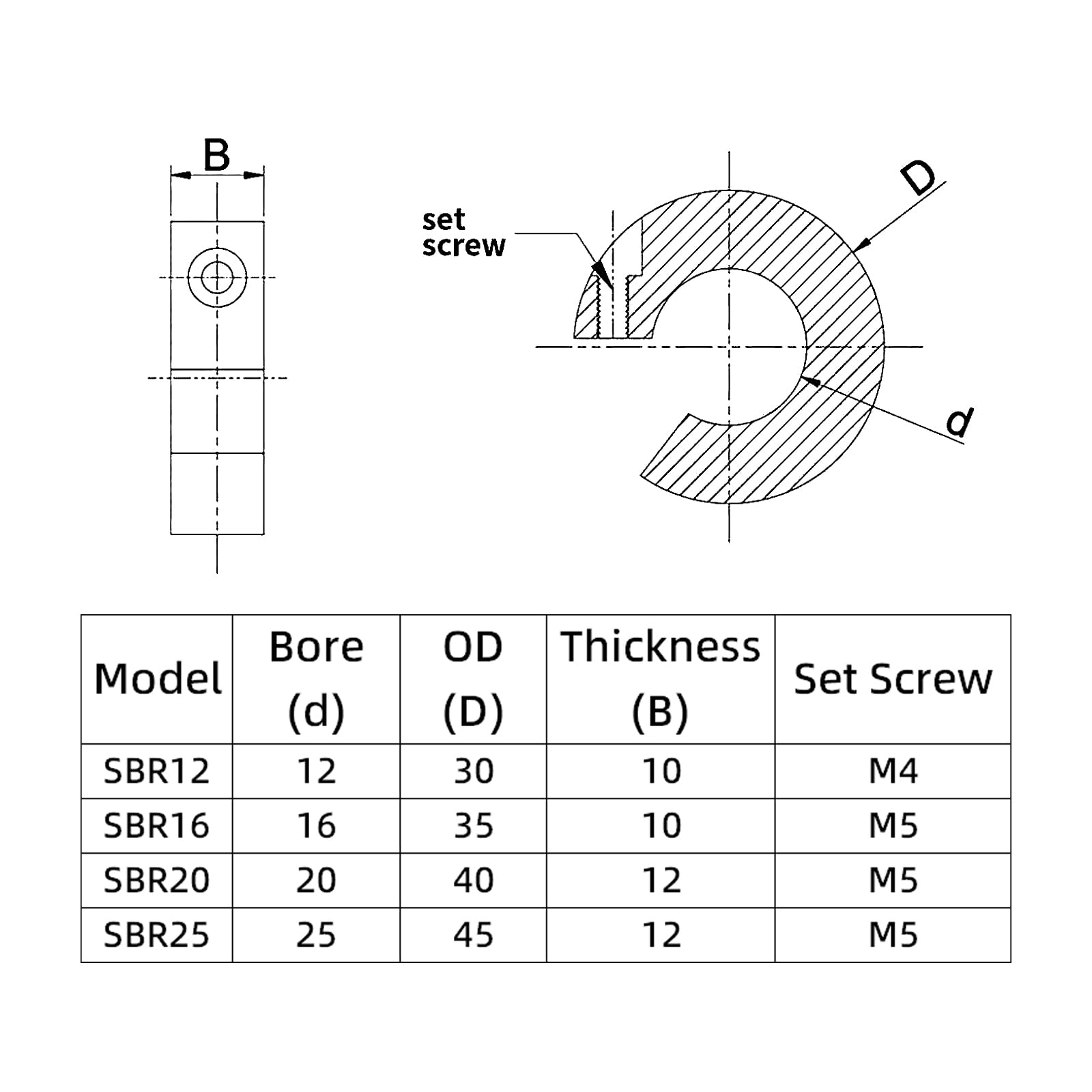 SBR Shaft Collar Aluminum Alloy