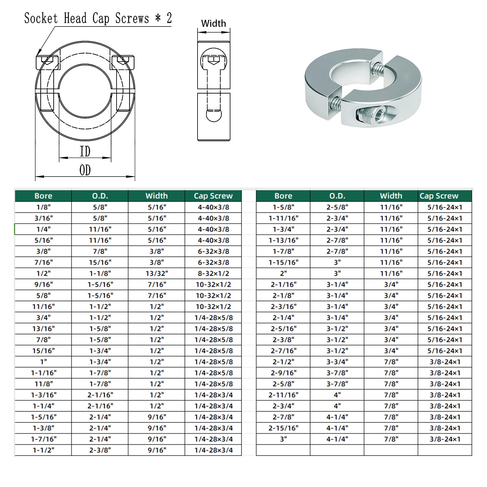 45 Carbon Steel Zinc Plated Double Split Clamp-On Shaft Collars
