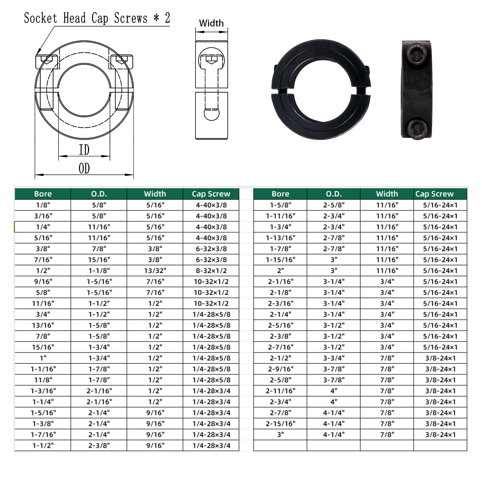 45 Carbon Steel Double Split Clamp-On Shaft Collars